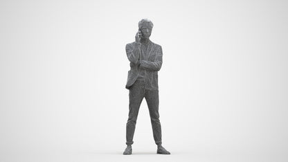 photogrammetry 3D man business standing, realistic human model archviz FBX, three-quarter front view render