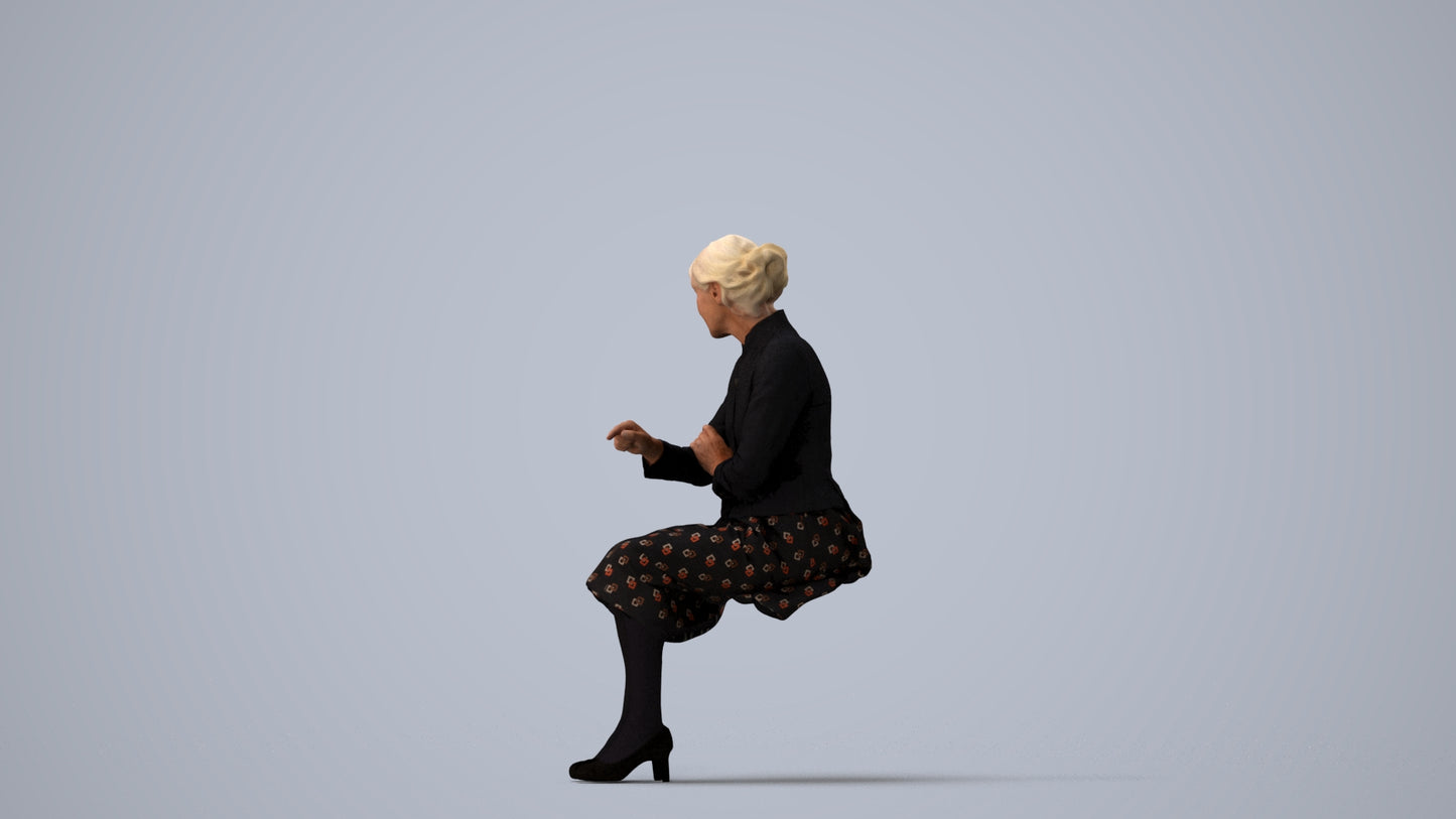realistic 3D senior woman business, scanned archviz people for Blender and 3ds Max, three-quarter view render