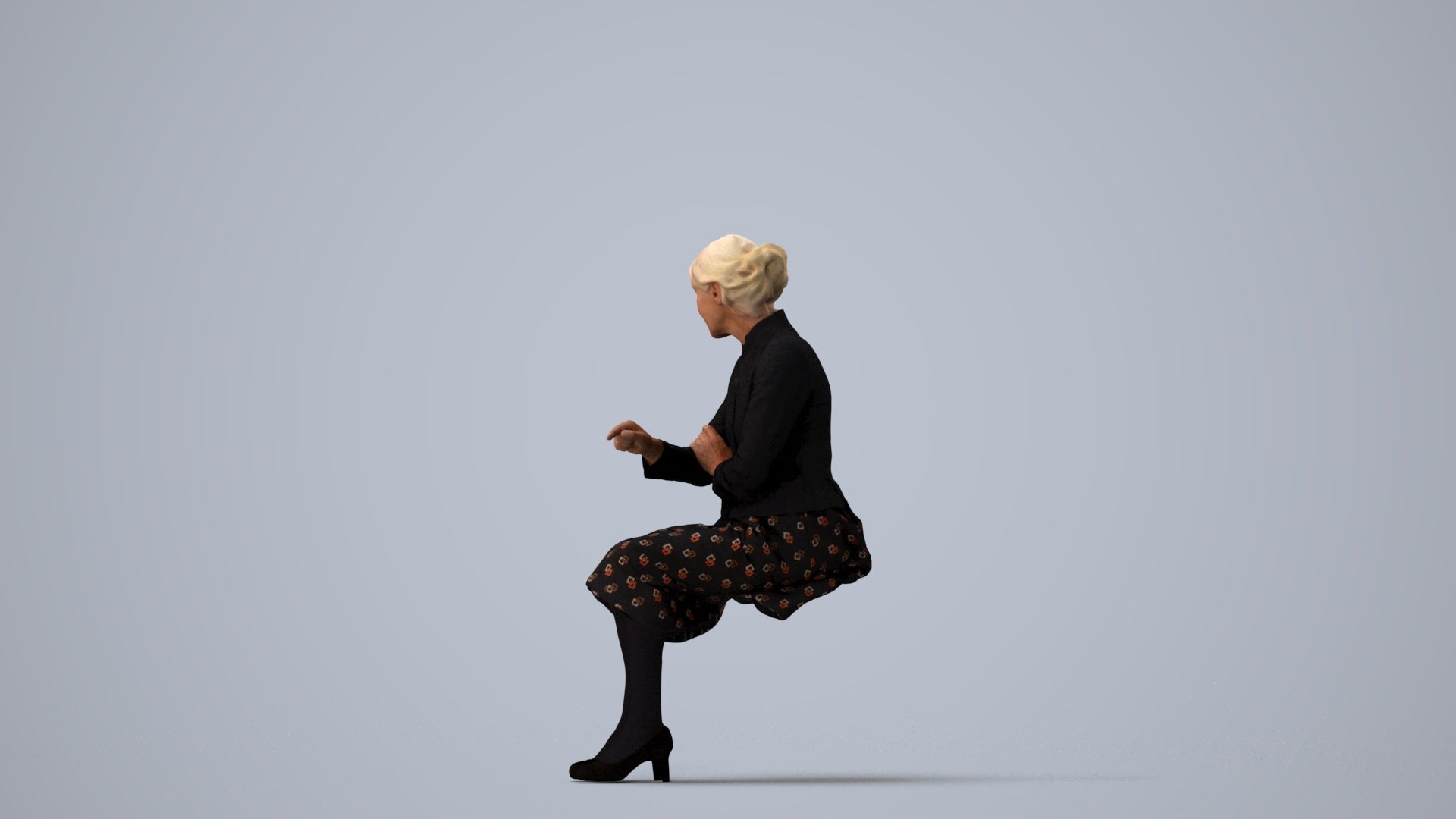realistic 3D senior woman business, scanned archviz people for Blender and 3ds Max, three-quarter view render