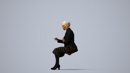 realistic 3D senior woman business, scanned archviz people for Blender and 3ds Max, three-quarter view render