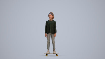 scanned 3D girl casual kids, photogrammetry people for Enscape and V-Ray, standing pose render
