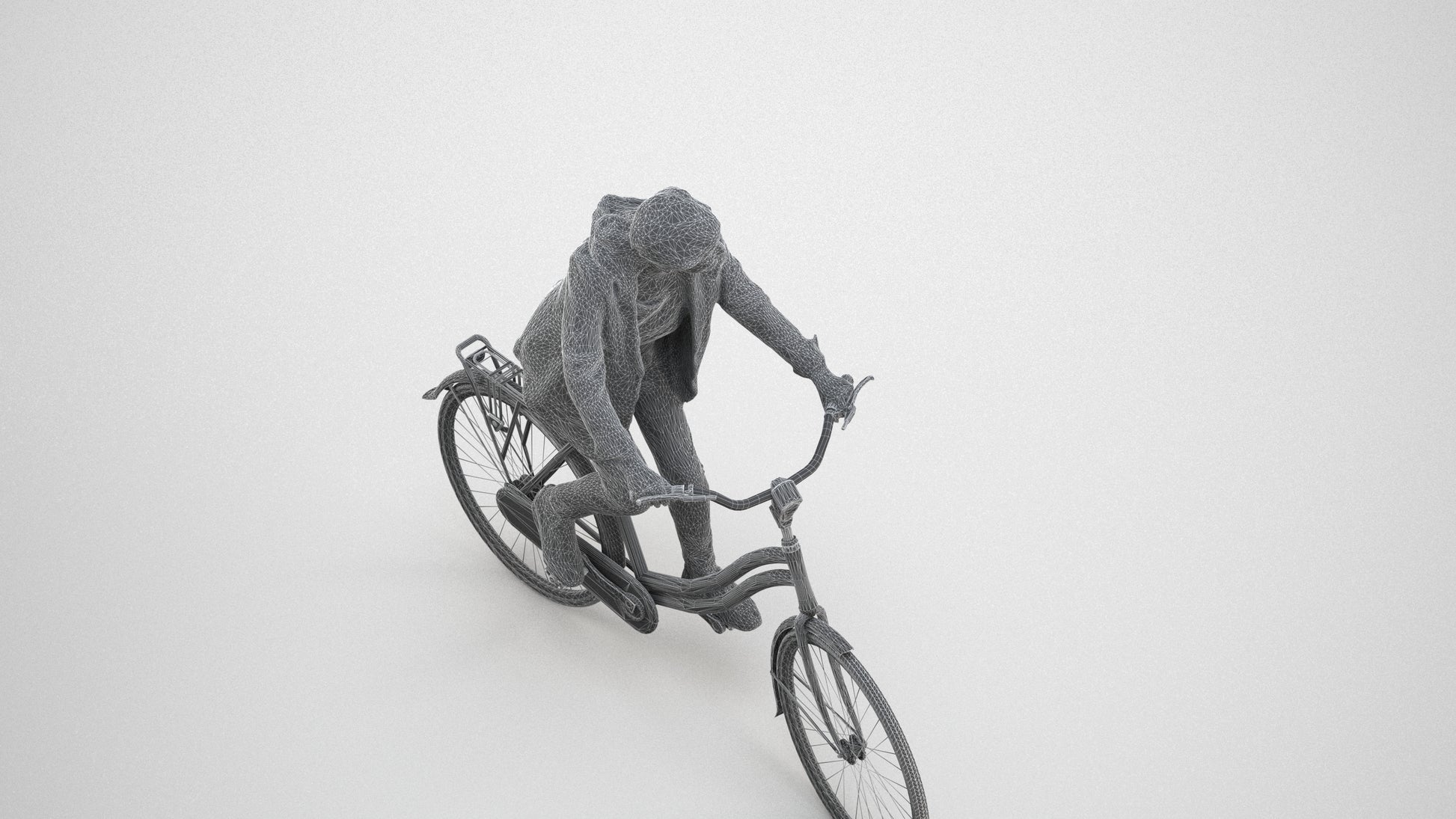 realistic 3D people senior boy casual cycling, render-ready for V-Ray and Corona, FBX OBJ, wireframe three-quarter view