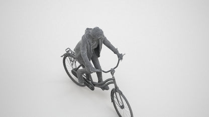 realistic 3D people senior boy casual cycling, render-ready for V-Ray and Corona, FBX OBJ, wireframe three-quarter view
