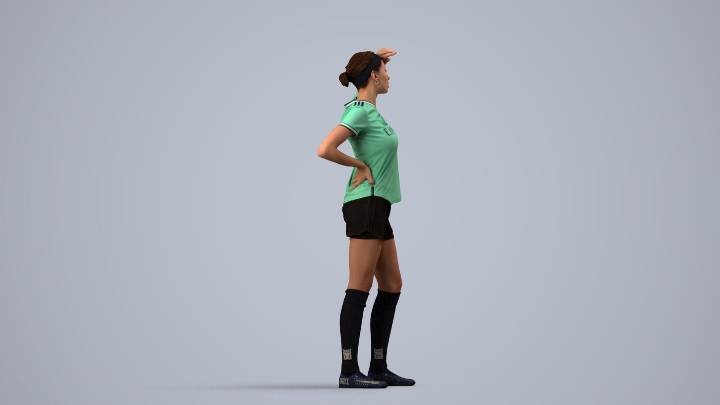 3D scanned woman sport, photorealistic archviz people for Enscape and SketchUp, side view render