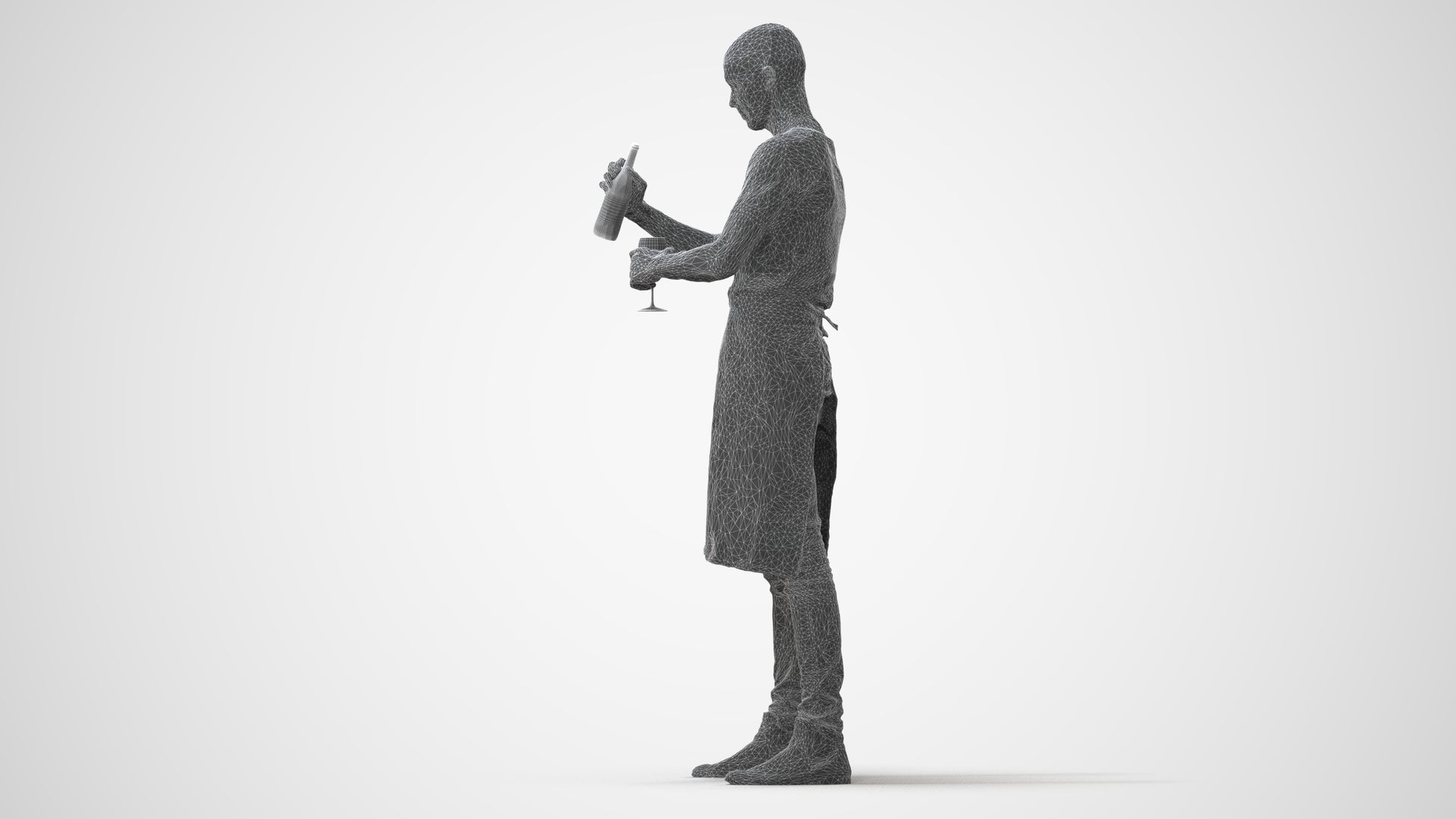 realistic 3D man hospitality, scanned archviz people for Blender and 3ds Max, square thumbnail