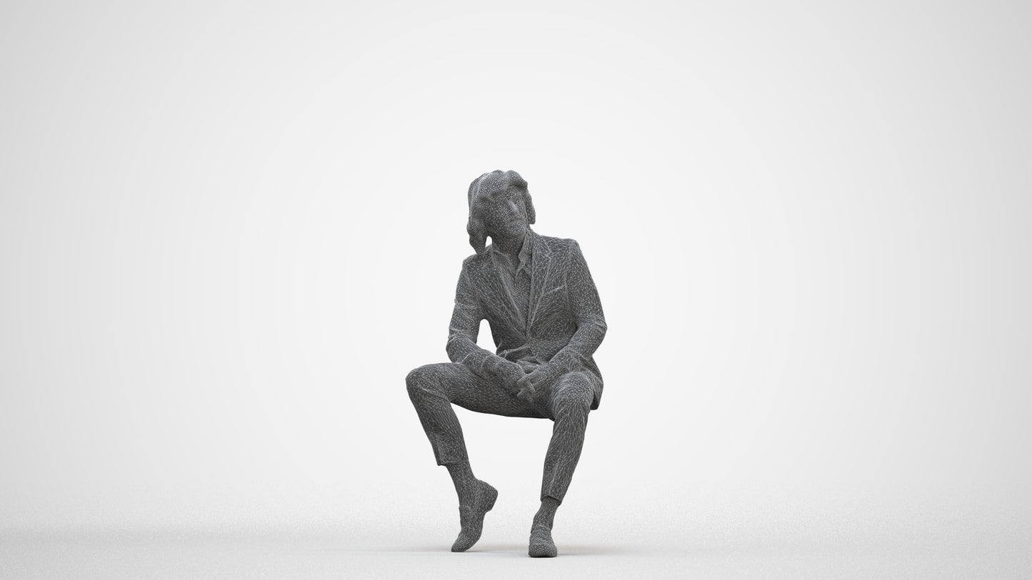 realistic 3D human man business, archviz people FBX OBJ for Blender, three-quarter front view render