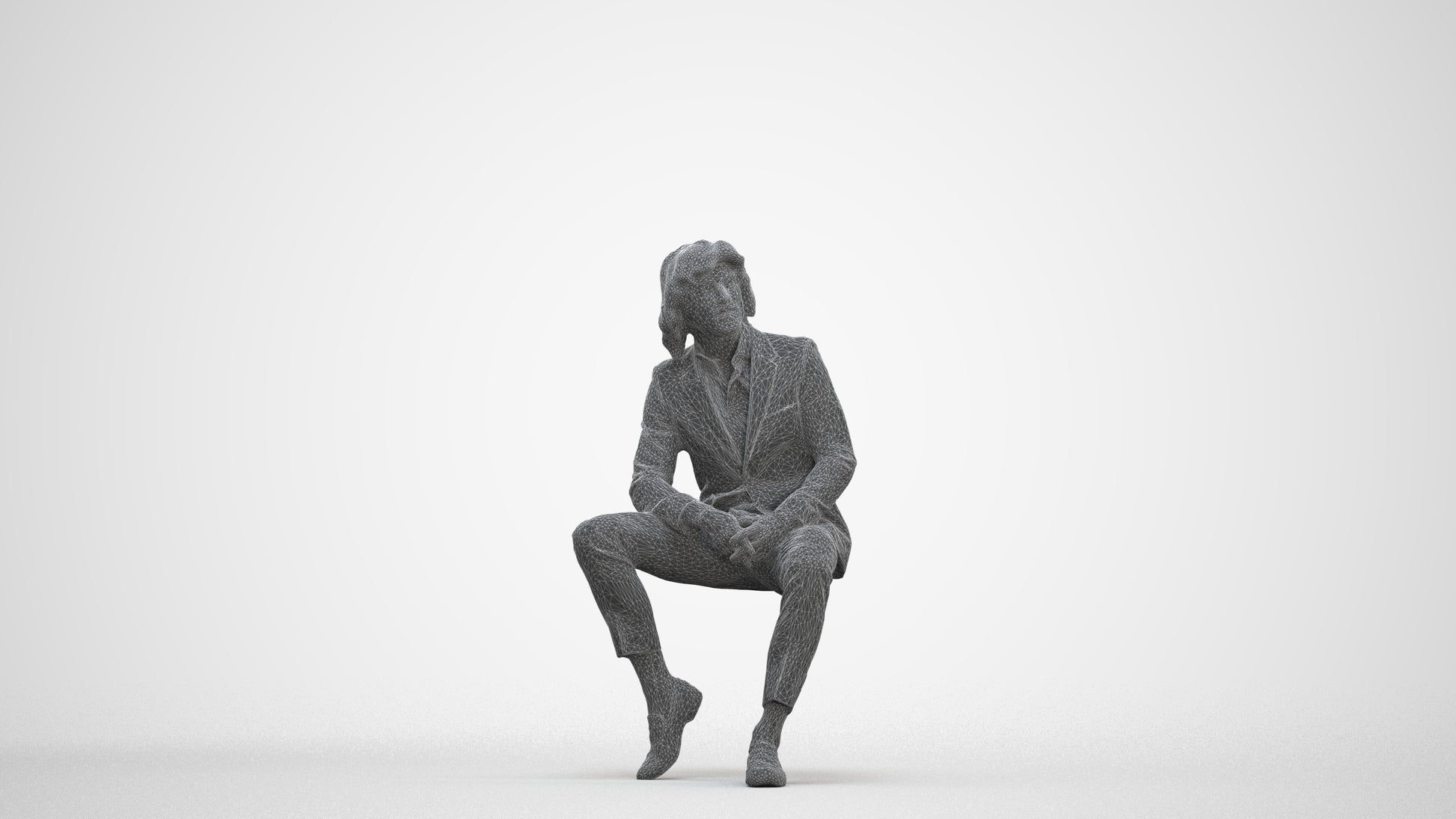 realistic 3D human man business, archviz people FBX OBJ for Blender, three-quarter front view render