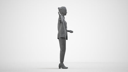 photogrammetry 3D woman business, realistic human model archviz FBX, wireframe side view
