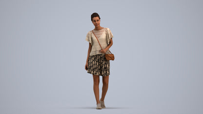 scanned 3D woman casual standing, photogrammetry people for Enscape and V-Ray, standing pose render
