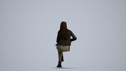 3D scanned woman sitting casual, photorealistic archviz people for Enscape and SketchUp, front view render
