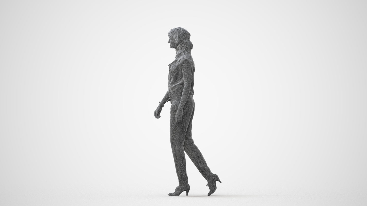 3D scanned woman walking casual, photorealistic archviz people for Enscape and SketchUp, square thumbnail