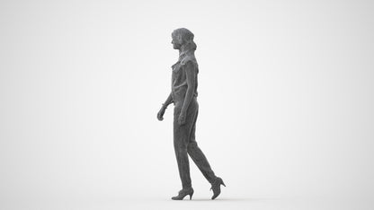 3D scanned woman walking casual, photorealistic archviz people for Enscape and SketchUp, square thumbnail
