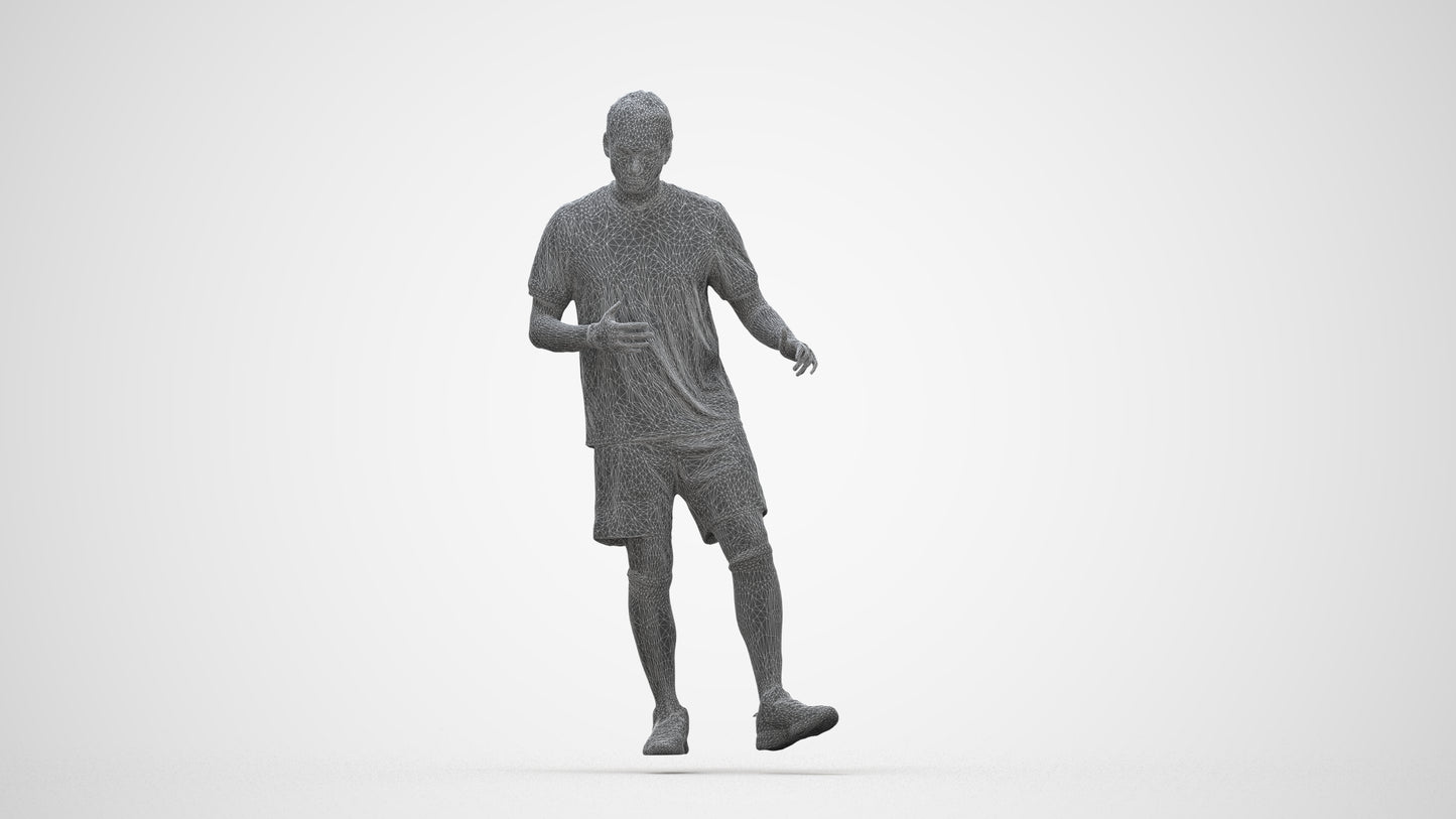 realistic 3D human man sport, archviz people FBX OBJ for Blender, wireframe three-quarter view