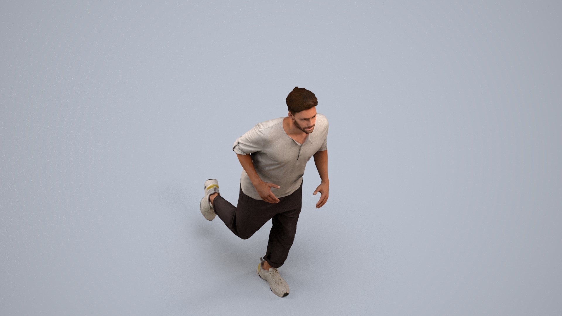 scanned 3D man casual sport, photogrammetry people for Enscape and V-Ray, back view render