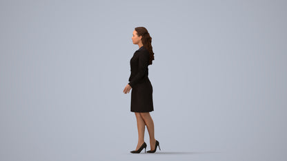 realistic 3D human woman business, archviz people FBX OBJ for Blender, three-quarter view render