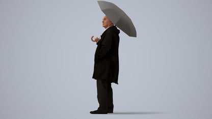 3D people model senior man business standing, scanned human for 3ds Max rendering, three-quarter view render