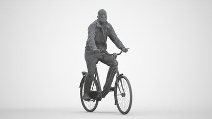 realistic 3D people man casual cycling, render-ready for V-Ray and Corona, FBX OBJ, three-quarter front view render