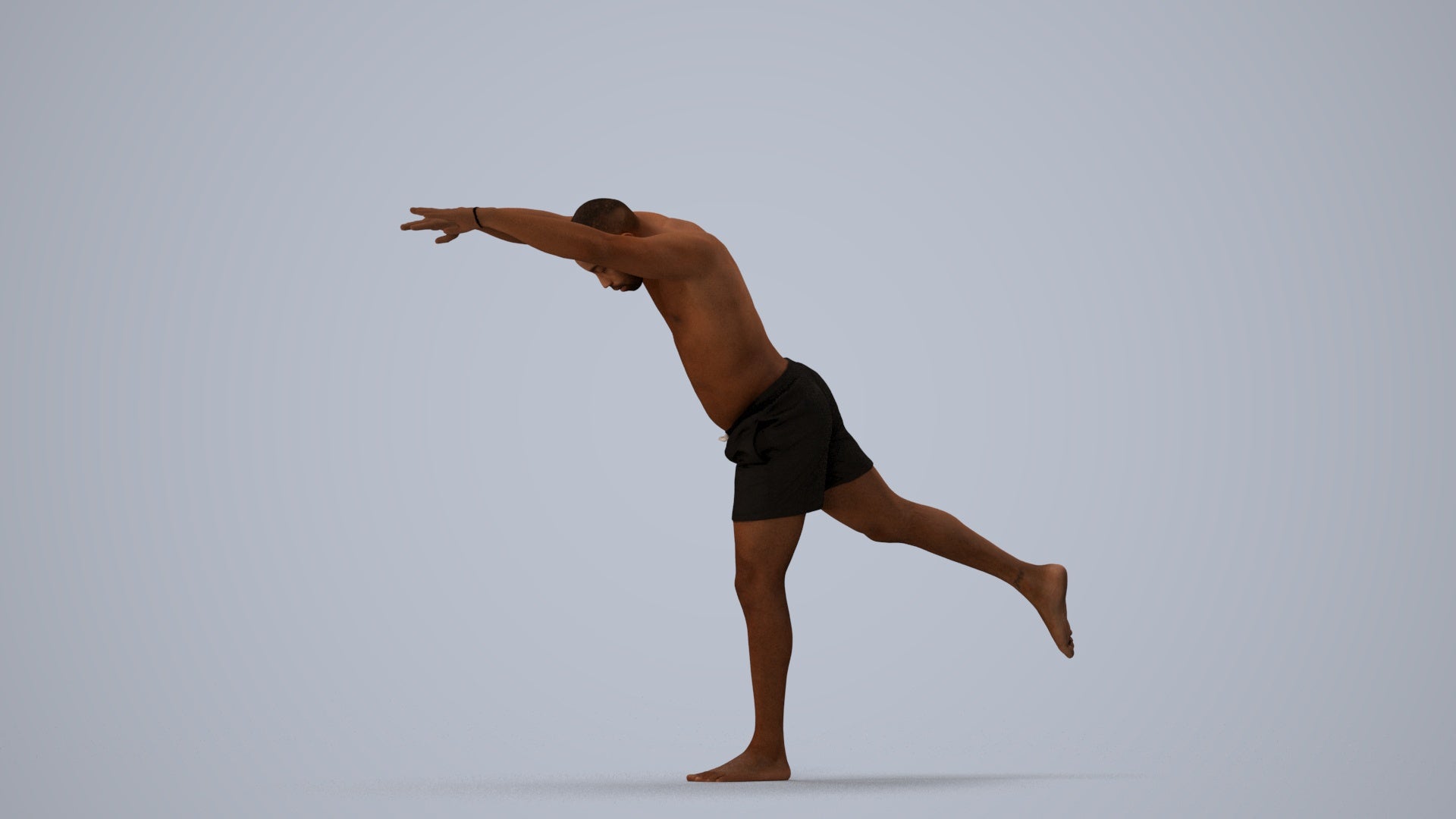 photogrammetry 3D man pool, realistic human model archviz FBX, three-quarter view render