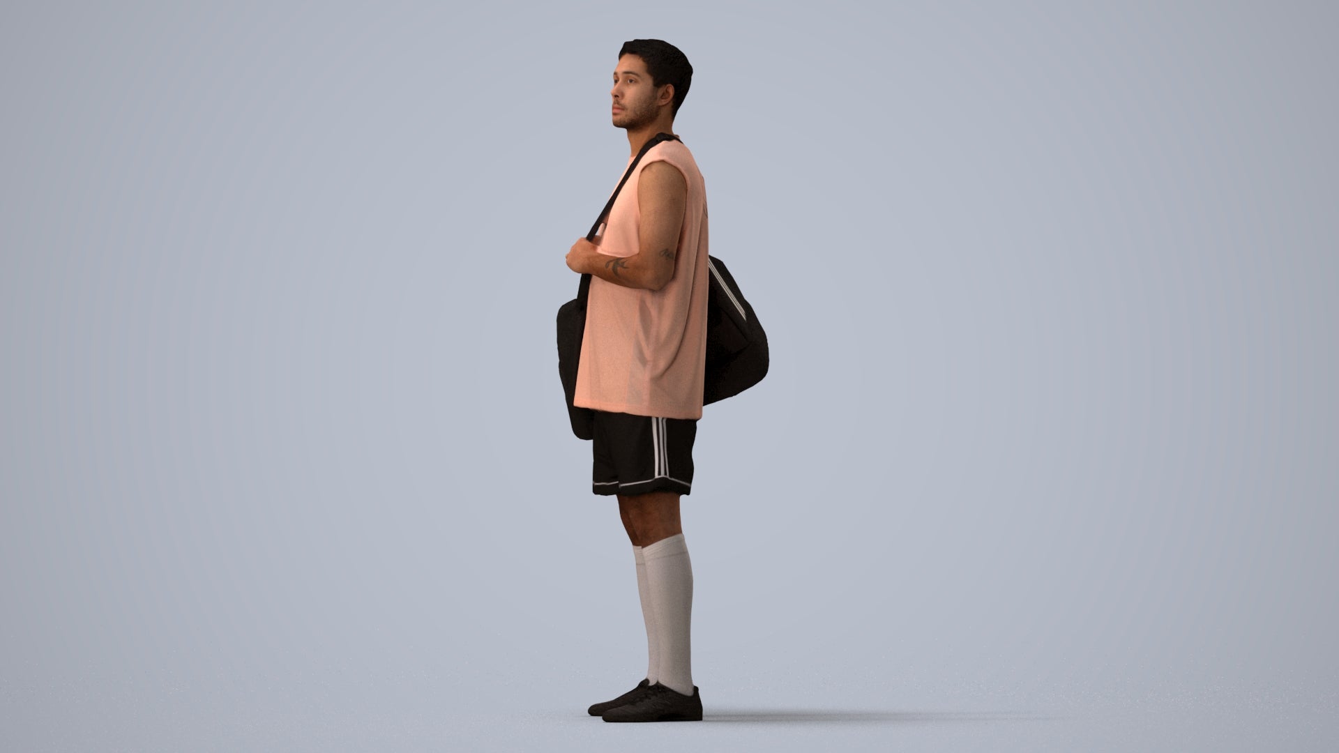 scanned 3D man sport, photogrammetry people for Enscape and V-Ray, three-quarter view render