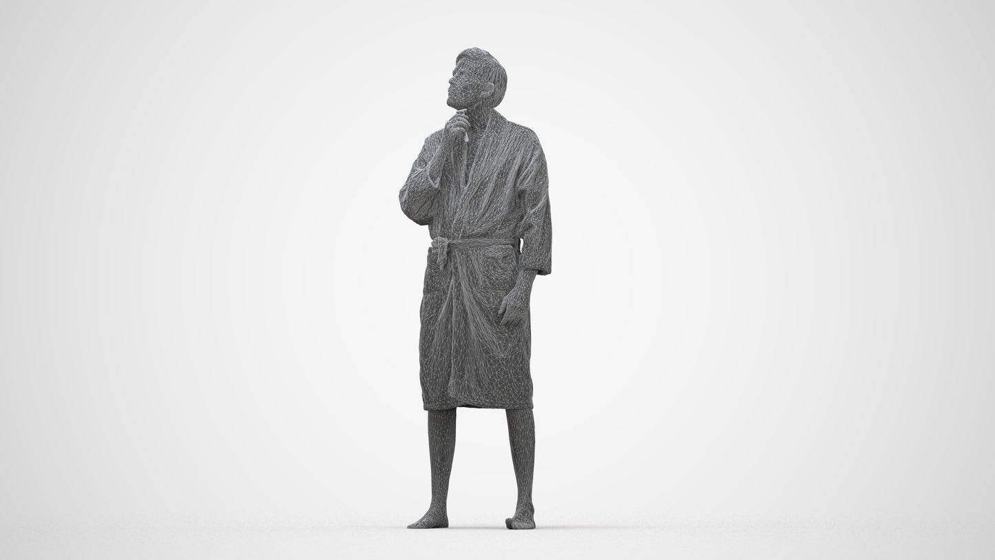 3D scanned man sport, photorealistic archviz people for Enscape and SketchUp, wireframe back view