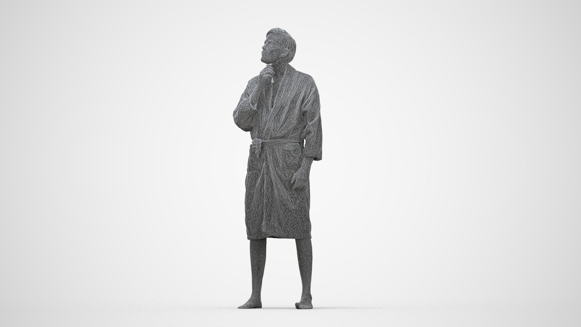 3D scanned man sport, photorealistic archviz people for Enscape and SketchUp, wireframe back view