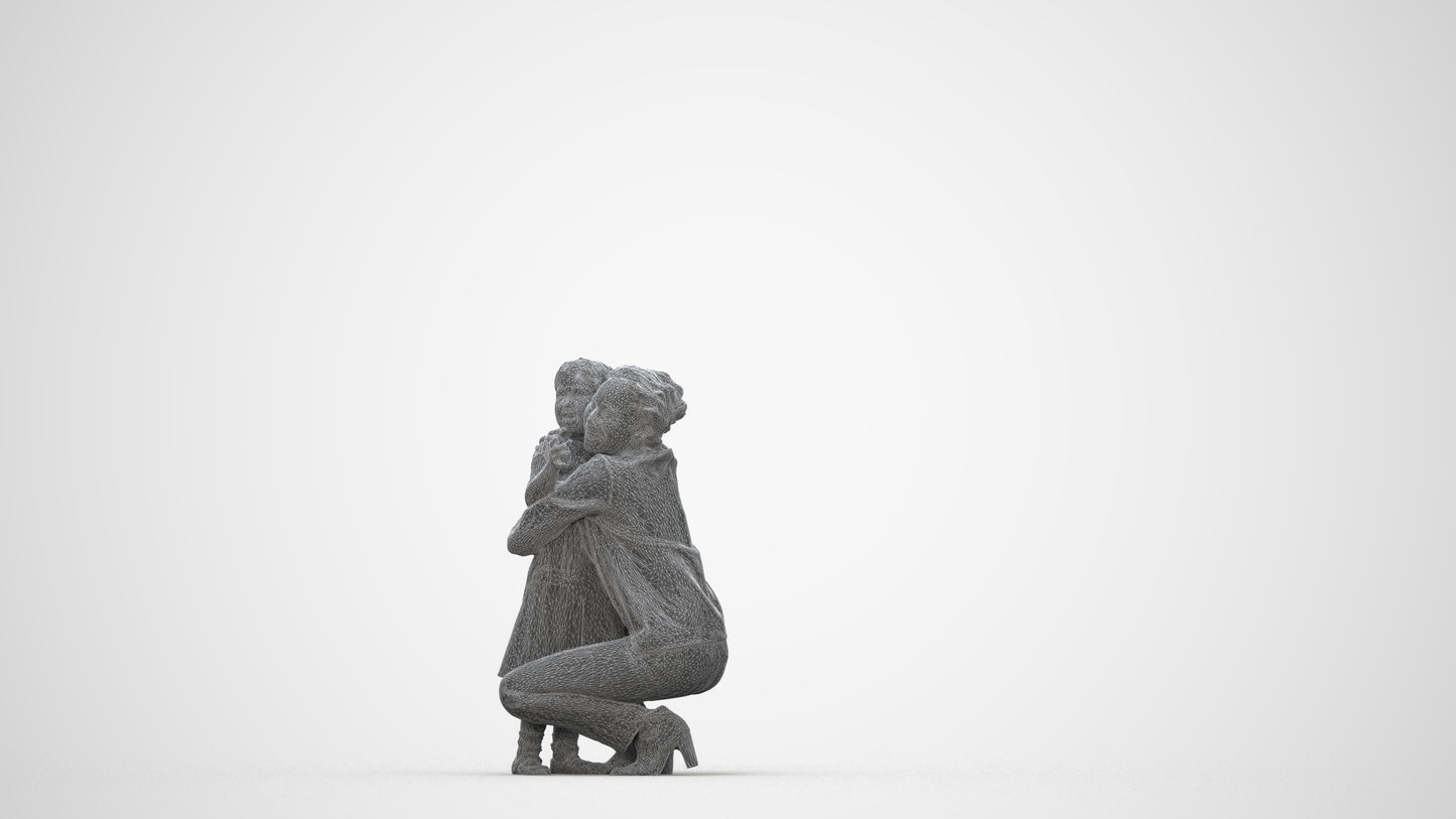 realistic 3D girl casual kids, scanned archviz people for Blender and 3ds Max, wireframe back view