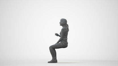 scanned 3D woman casual sitting, photogrammetry people for Enscape and V-Ray, square thumbnail