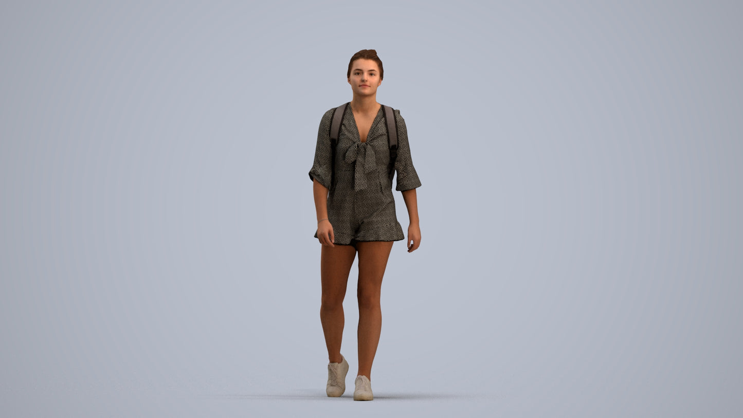 realistic 3D people girl casual kids, render-ready for V-Ray and Corona, FBX OBJ, standing pose render