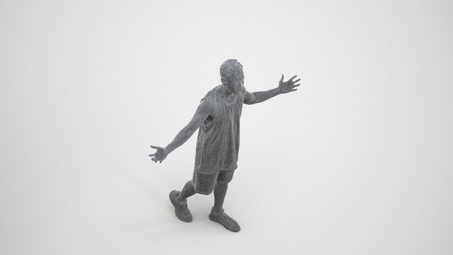 realistic 3D people man sport, render-ready for V-Ray and Corona, FBX OBJ, wireframe three-quarter view