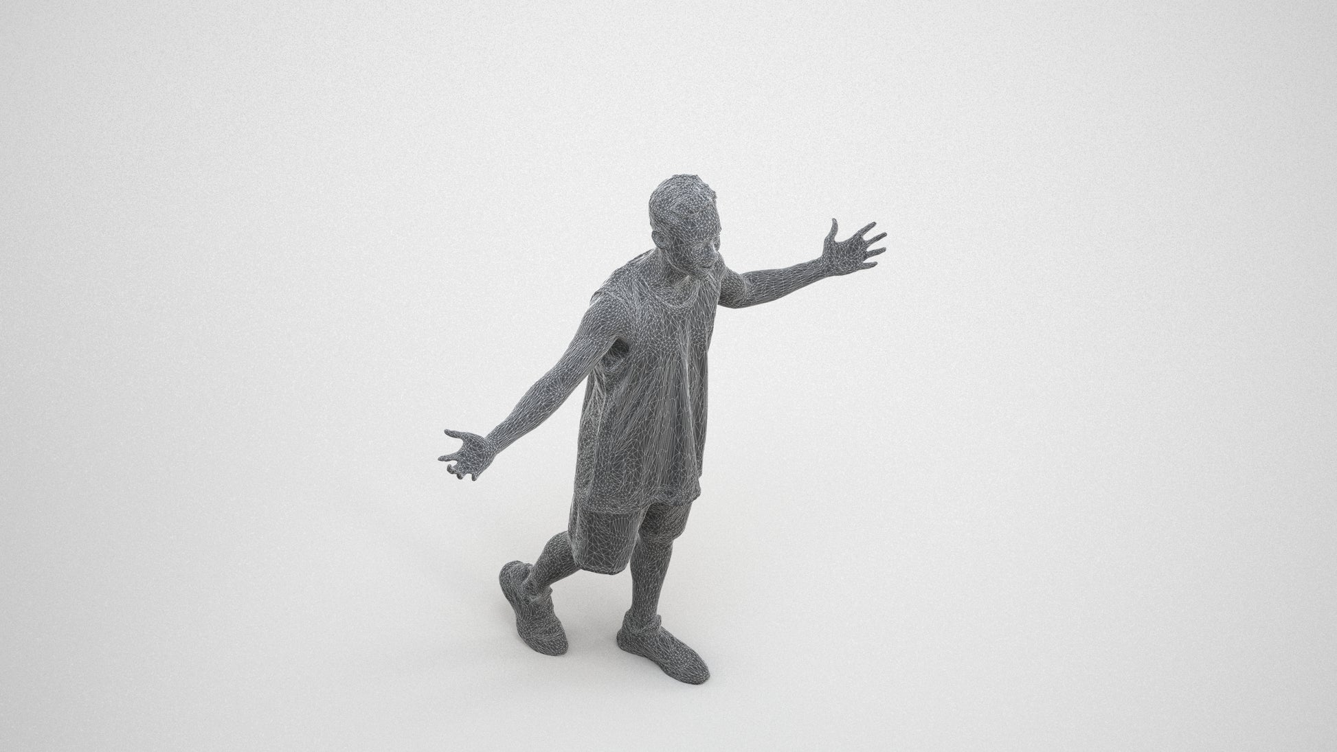 realistic 3D people man sport, render-ready for V-Ray and Corona, FBX OBJ, wireframe three-quarter view