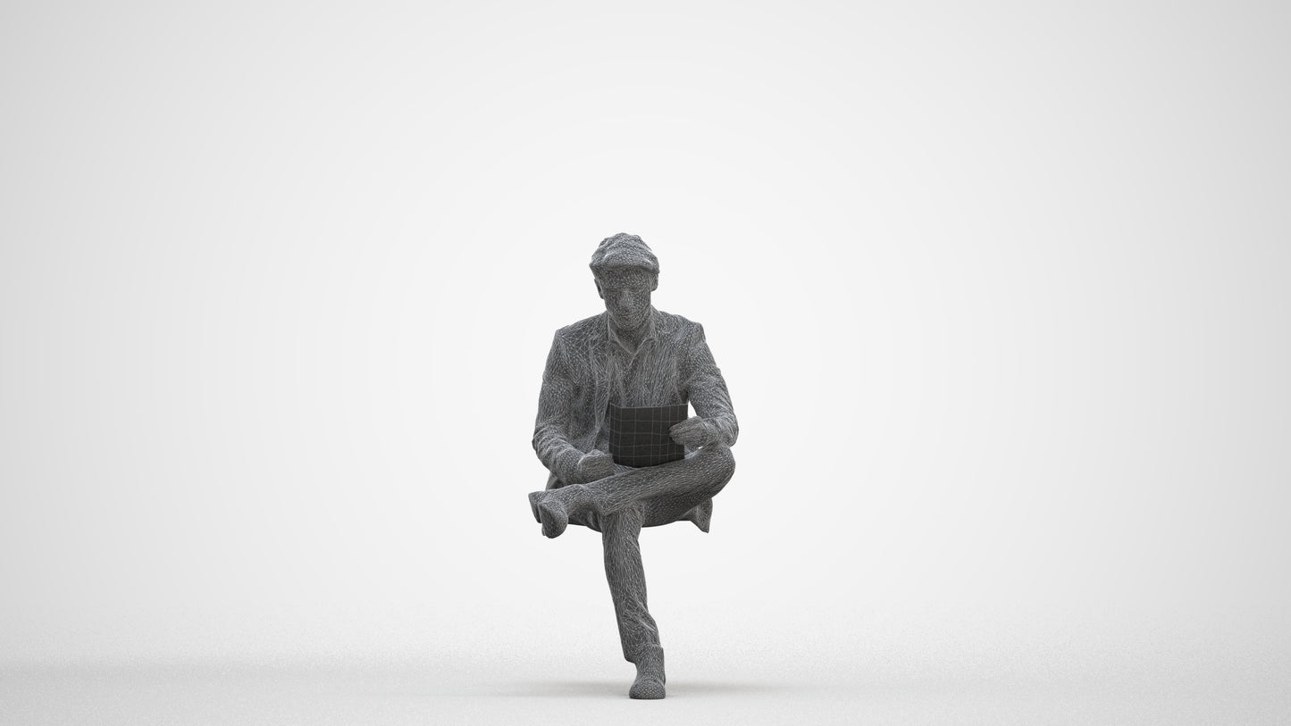 3D people model man business, scanned human for 3ds Max rendering, three-quarter front view render