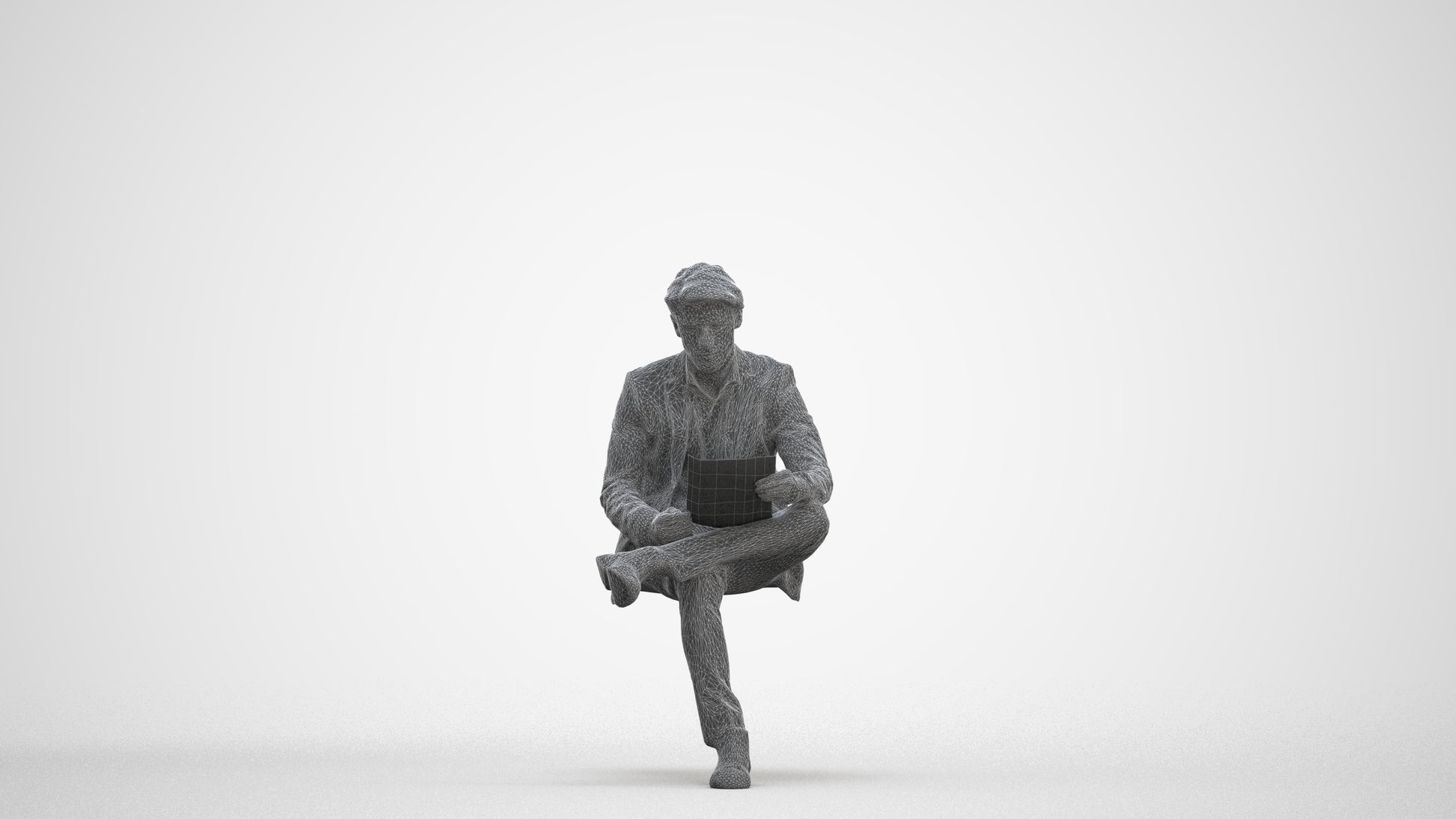 3D people model man business, scanned human for 3ds Max rendering, three-quarter front view render