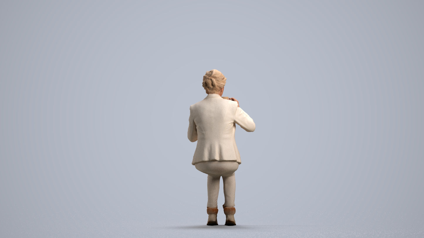 realistic 3D people senior woman business sitting, render-ready for V-Ray and Corona, FBX OBJ, front view render