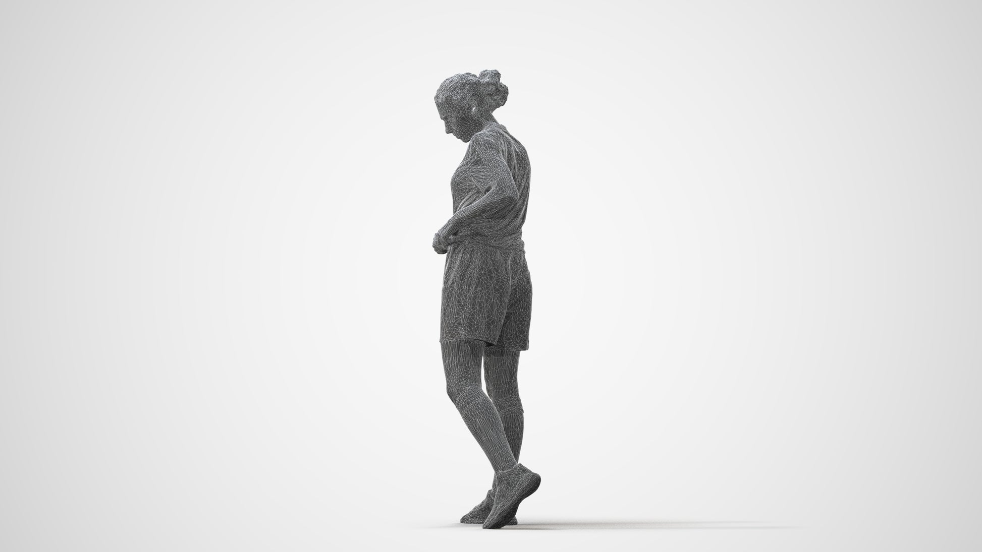 3D human model woman sport, photogrammetry scanned person for archviz, square thumbnail