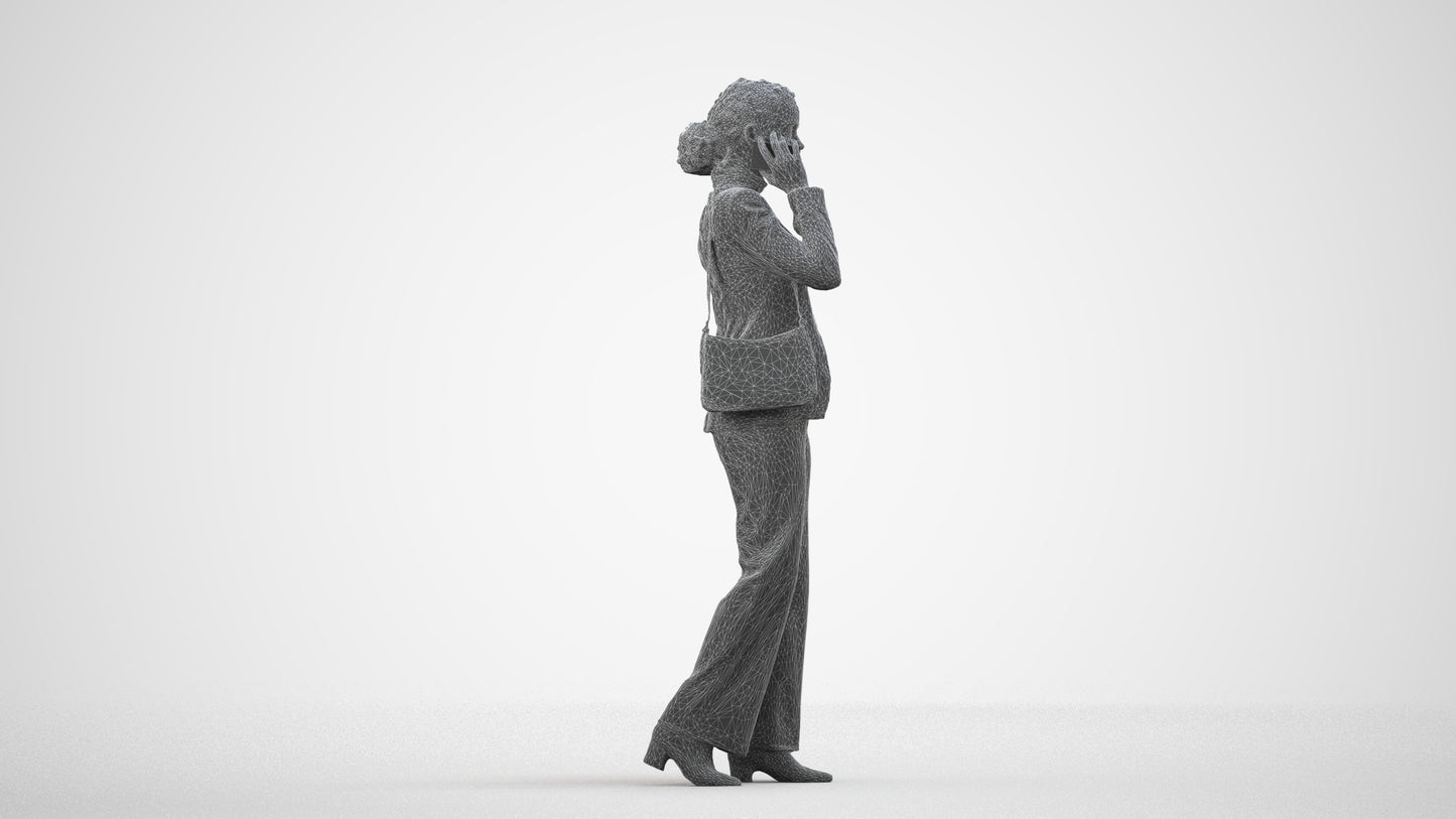 scanned 3D woman business, photogrammetry people for Enscape and V-Ray, wireframe side view