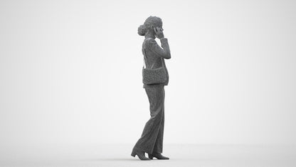 scanned 3D woman business, photogrammetry people for Enscape and V-Ray, wireframe side view