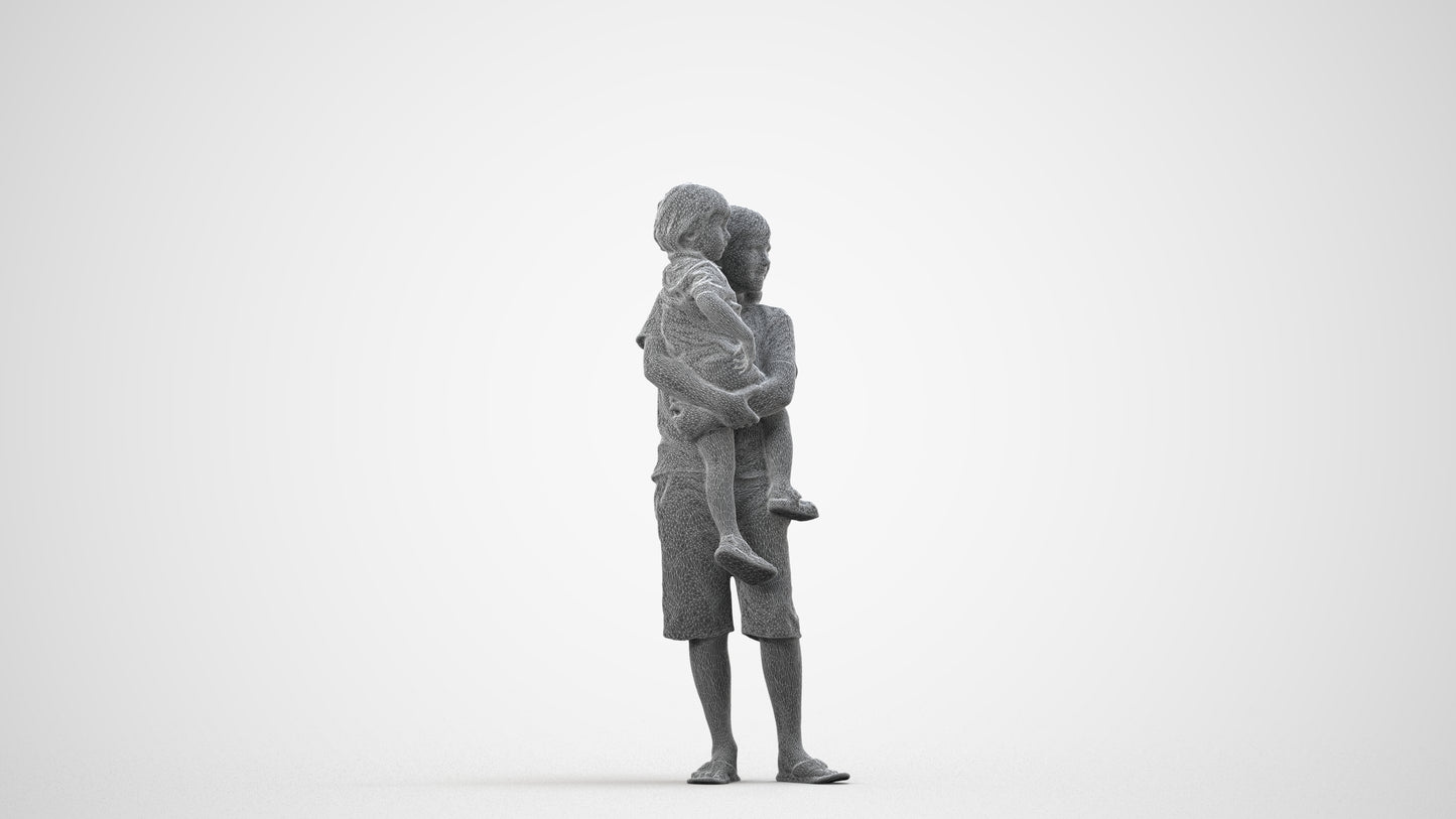 realistic 3D human boy casual kids, archviz people FBX OBJ for Blender, wireframe side view
