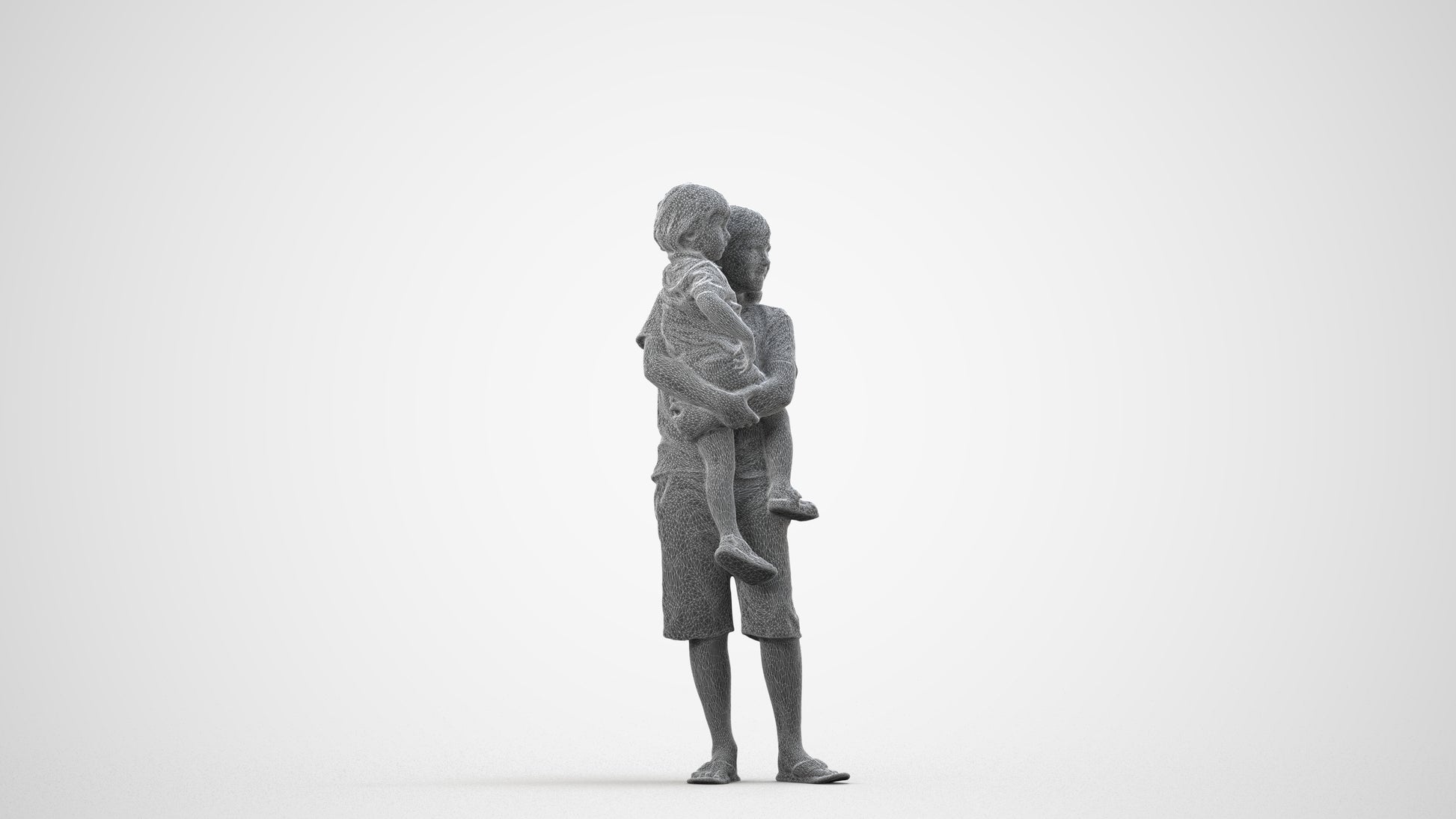 realistic 3D human boy casual kids, archviz people FBX OBJ for Blender, wireframe side view