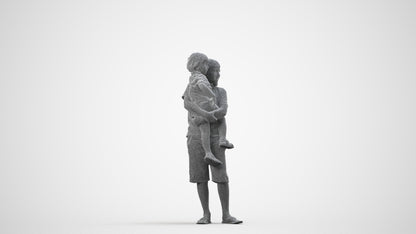 realistic 3D human boy casual kids, archviz people FBX OBJ for Blender, wireframe side view
