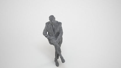 realistic 3D people senior man business, render-ready for V-Ray and Corona, FBX OBJ, wireframe three-quarter view
