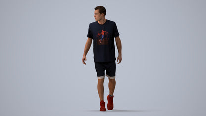 photogrammetry 3D man sport, realistic human model archviz FBX, three-quarter view render