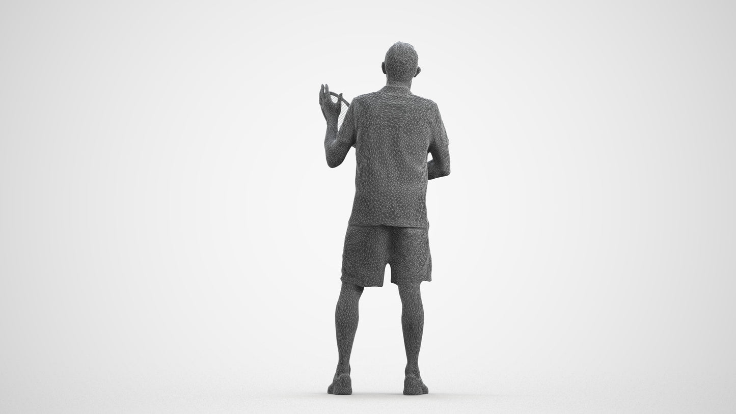 3D human model senior man sport, photogrammetry scanned person for archviz, wireframe front view