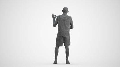 3D human model senior man sport, photogrammetry scanned person for archviz, wireframe front view