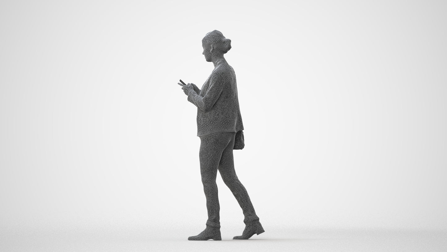 3D people model woman business walking, scanned human for 3ds Max rendering, square thumbnail