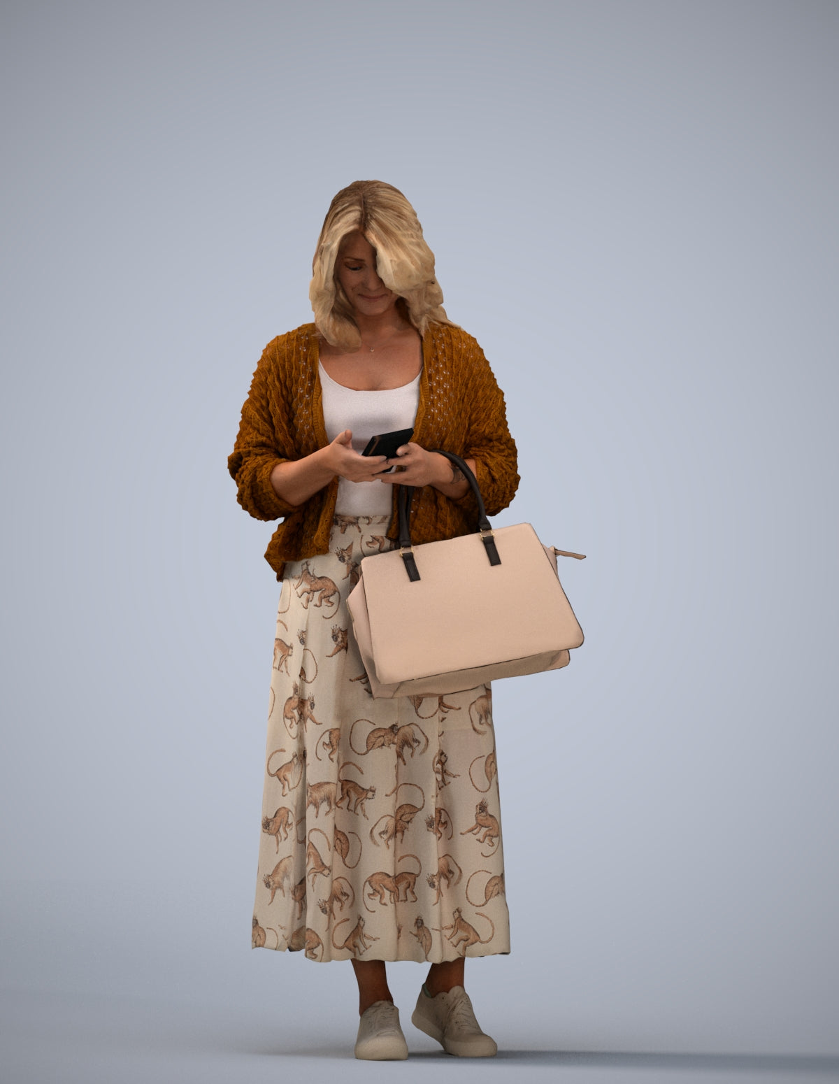 realistic 3D people woman casual standing, render-ready for V-Ray and Corona, FBX OBJ
