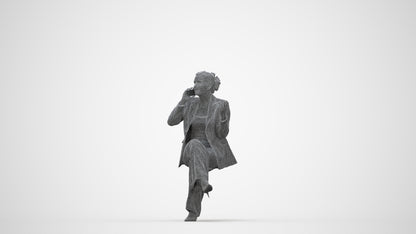 3D scanned woman business, photorealistic archviz people for Enscape and SketchUp, wireframe back view
