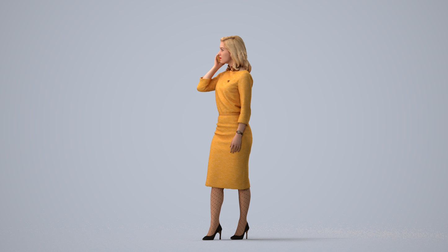 realistic 3D people woman business walking, render-ready for V-Ray and Corona, FBX OBJ, three-quarter view render