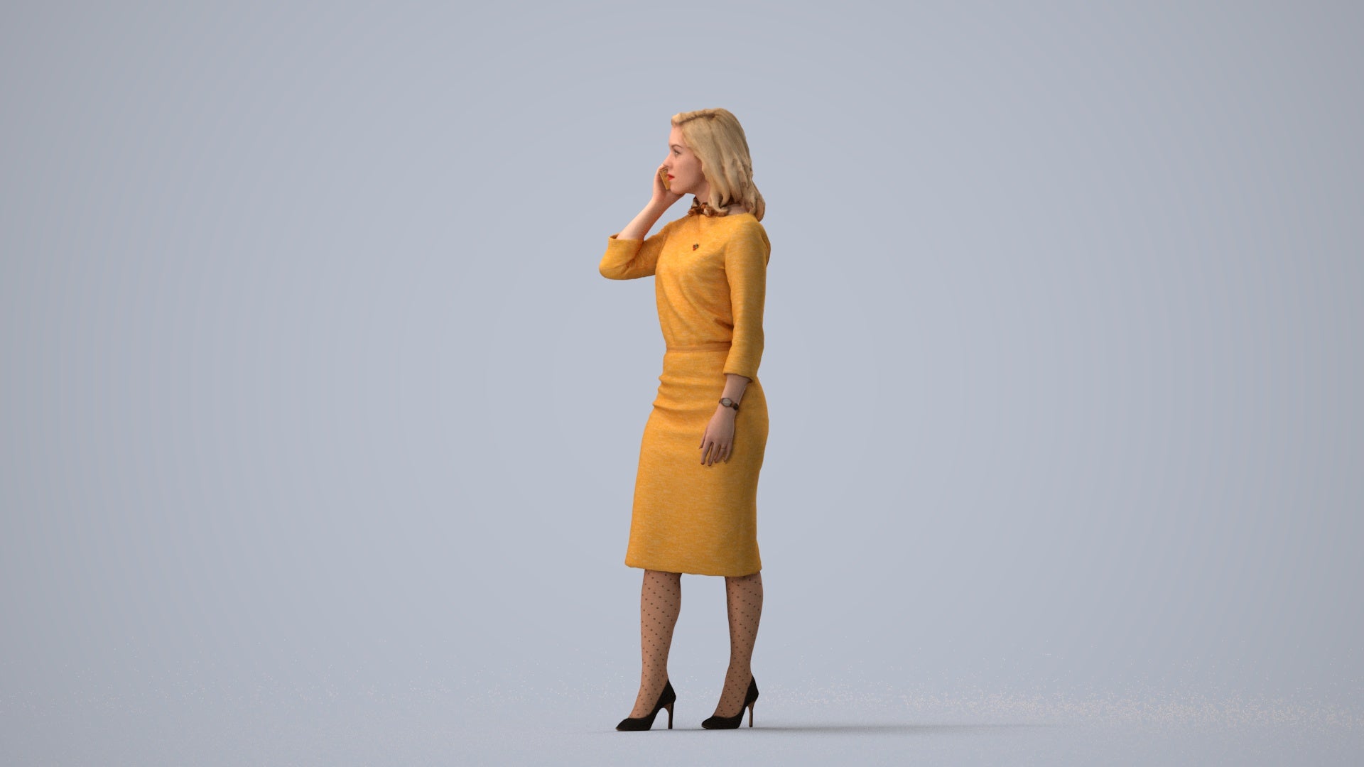realistic 3D people woman business walking, render-ready for V-Ray and Corona, FBX OBJ, three-quarter view render