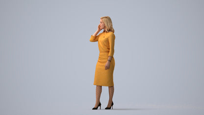 realistic 3D people woman business walking, render-ready for V-Ray and Corona, FBX OBJ, three-quarter view render