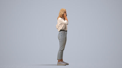 photogrammetry 3D woman casual standing, realistic human model archviz FBX, side view render